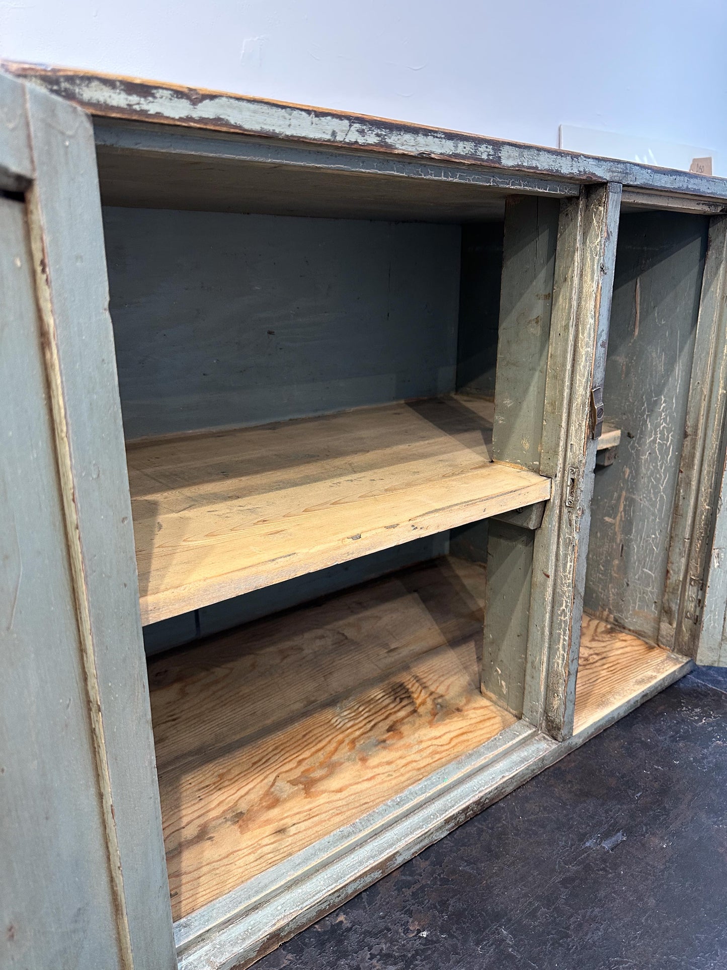 Vintage Antique Victorian Wooden Rustic Painted Pantry Cupboard / Kitchen Storage