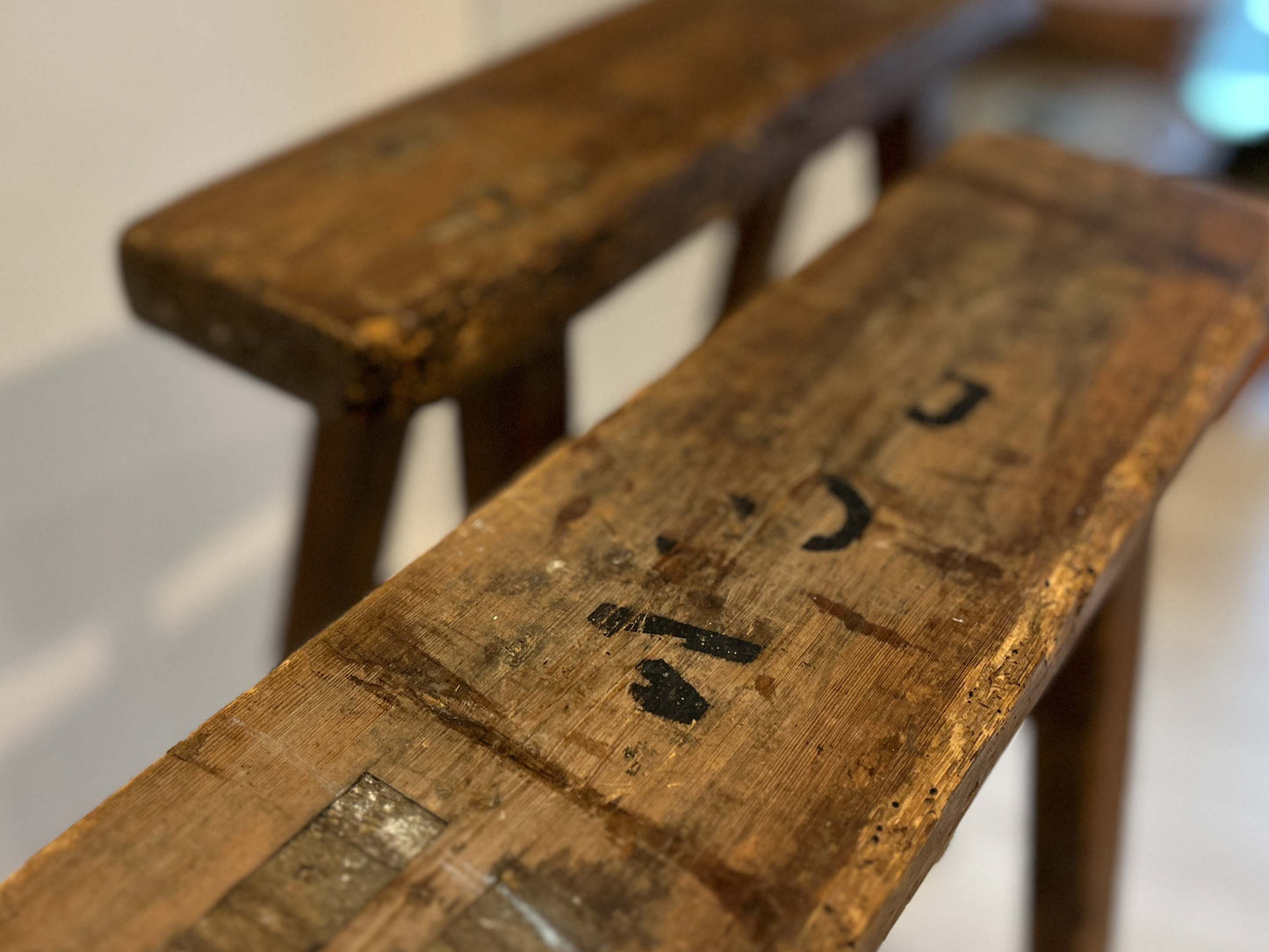 Antique Pair of Pine Coffin Stands / Trestles / Decorative Furniture