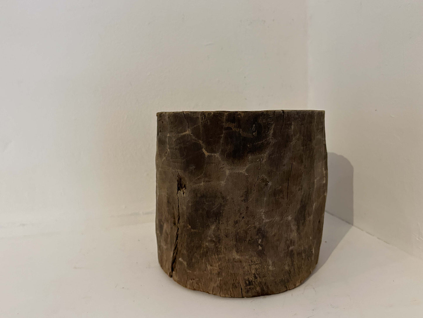 Antique Vintage Indian Wooden Mortar Made From Teak