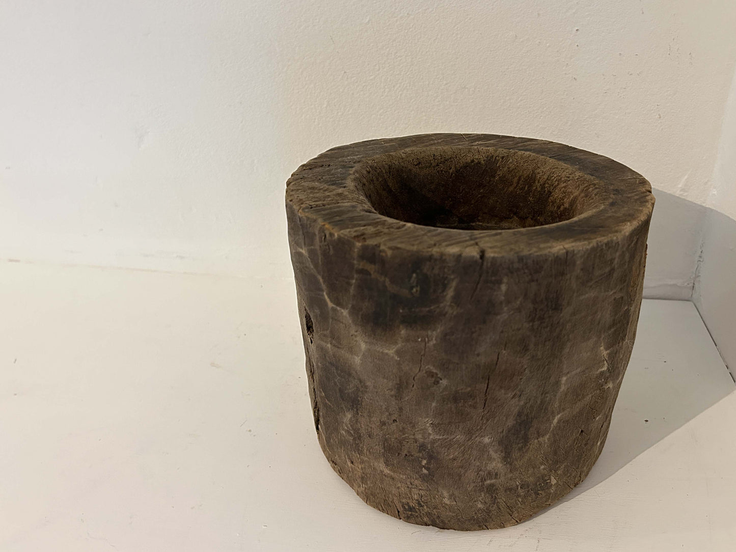 Antique Vintage Indian Wooden Mortar Made From Teak