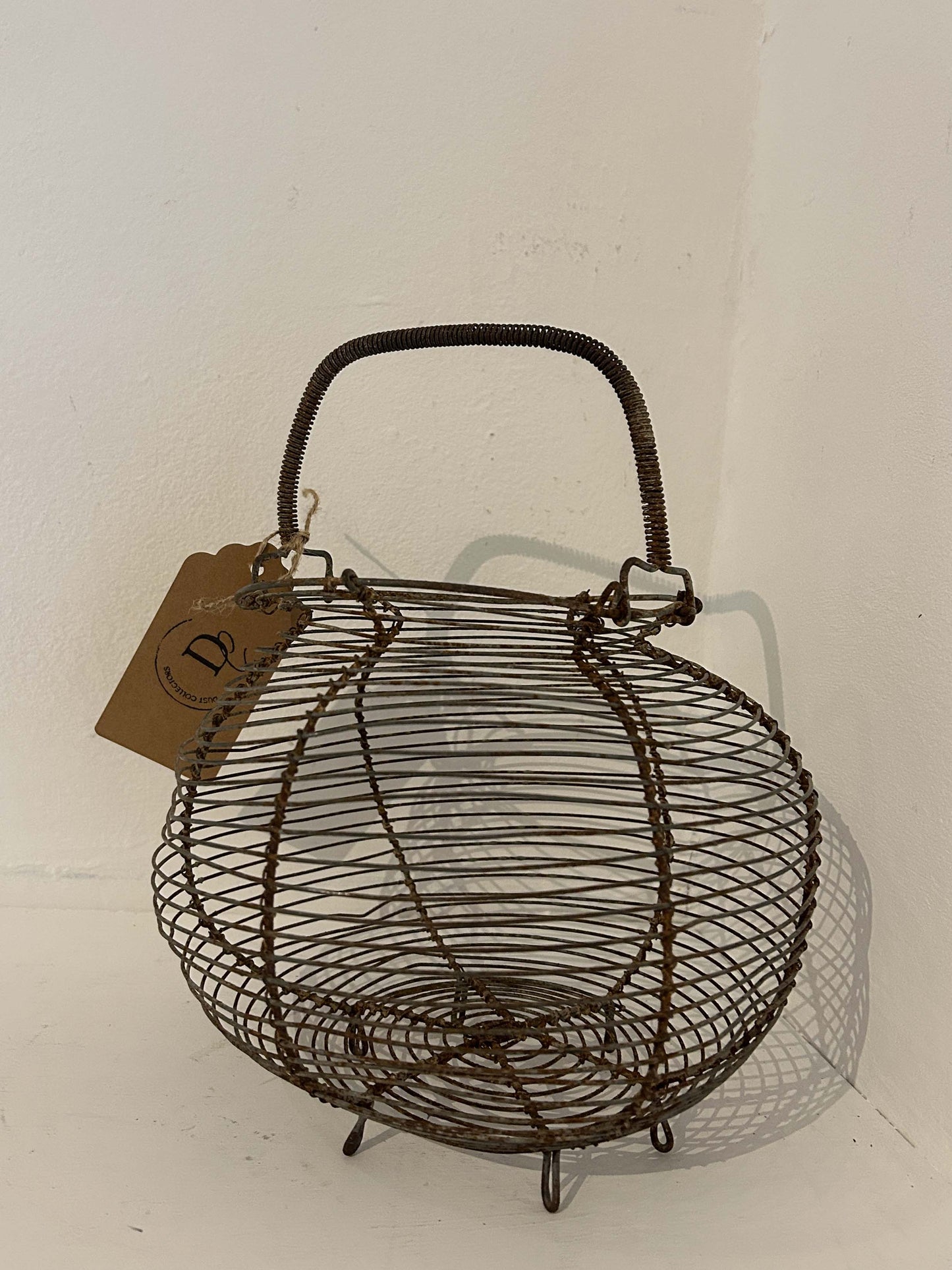 Antique Vintage Rustic Wire Farmhouse Egg Basket / Kitchen Storage