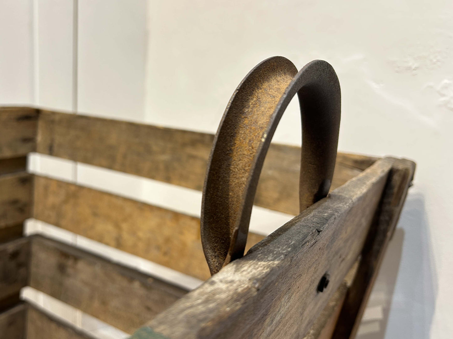 Antique Vintage Rustic French Wooden Apple Orchard Crate with Original Family Name