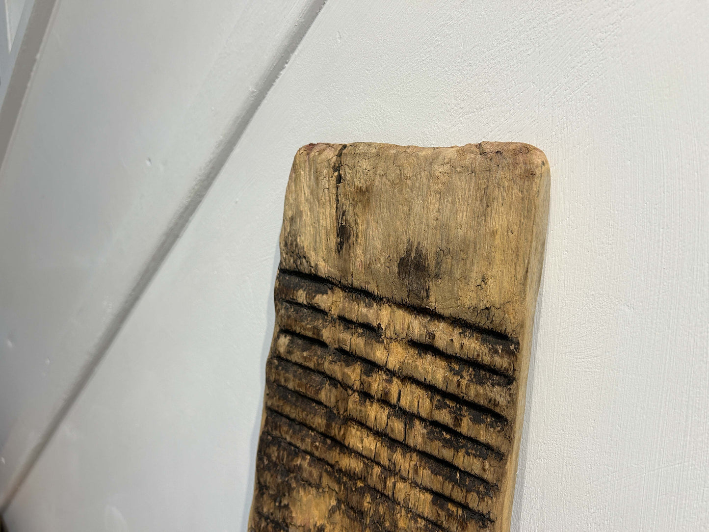 Vintage Antique Wooden Rustic Primitive Elm Ribbed Washboard