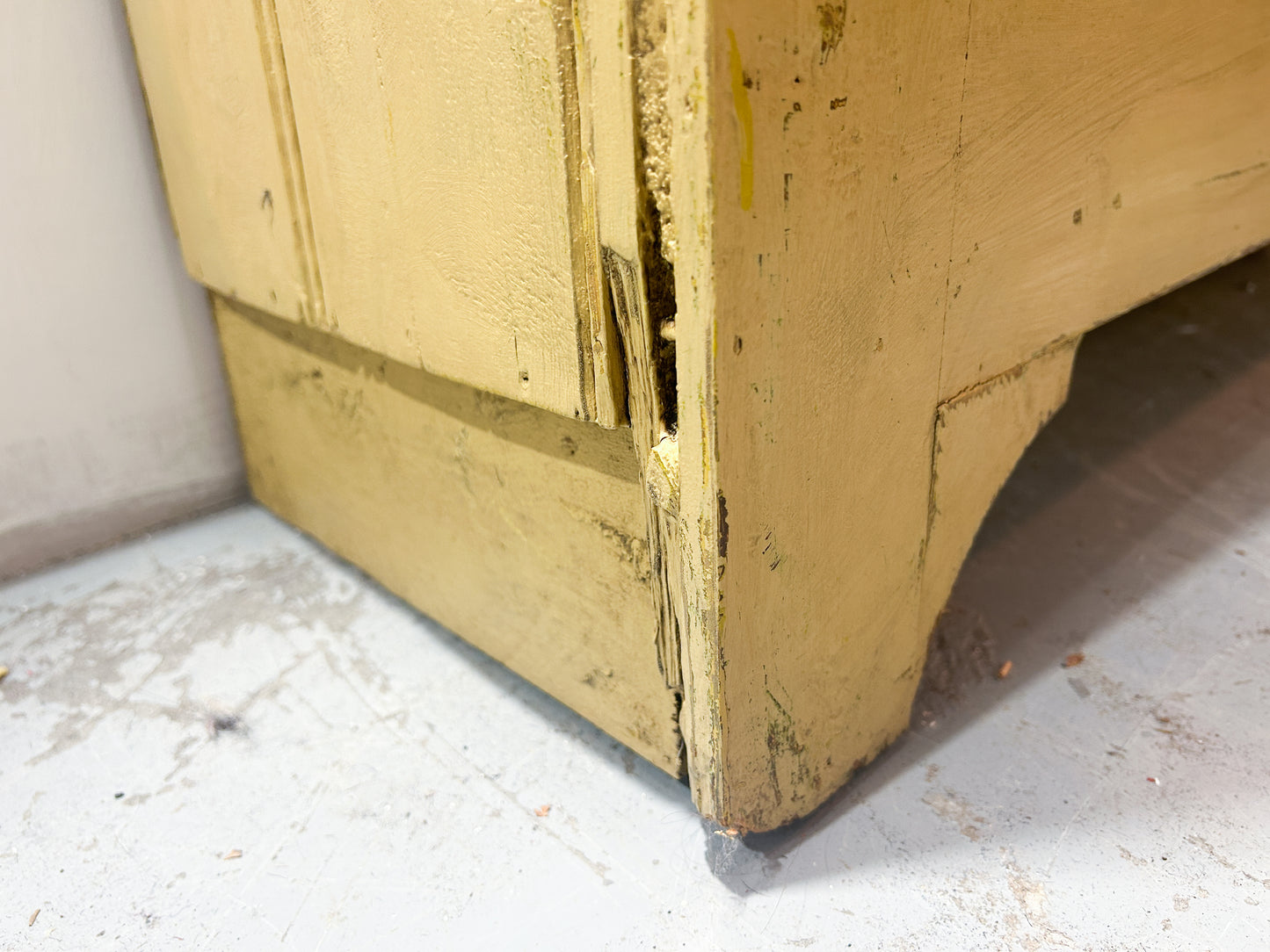Victorian Pine Yellow Painted Housekeepers Cupboard / Rustic Sideboard / Country Hallway Console Table / Cabinet