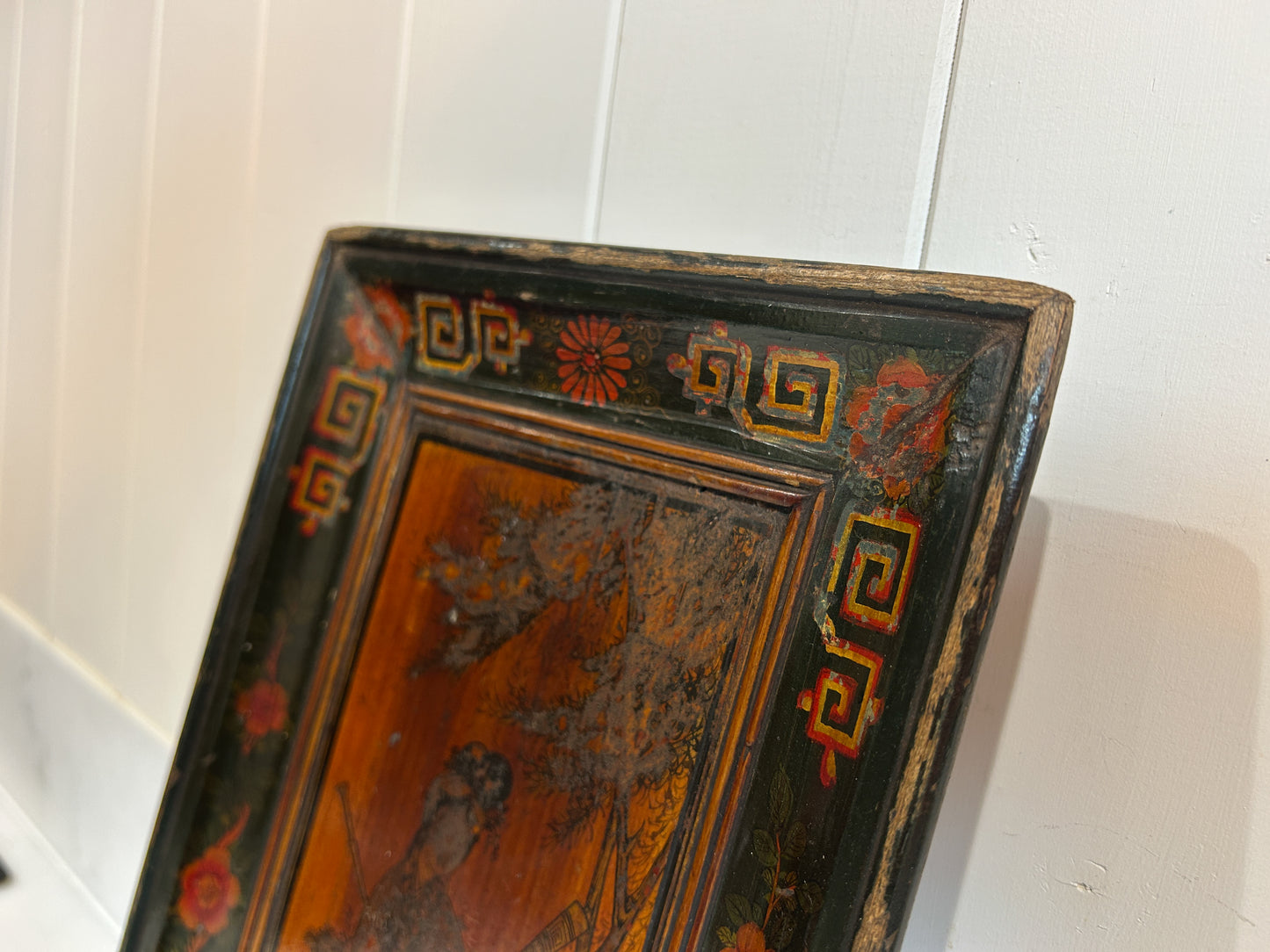 Early 20th Century Antique Vintage Chinese Red Lacquered Rectangle Plate