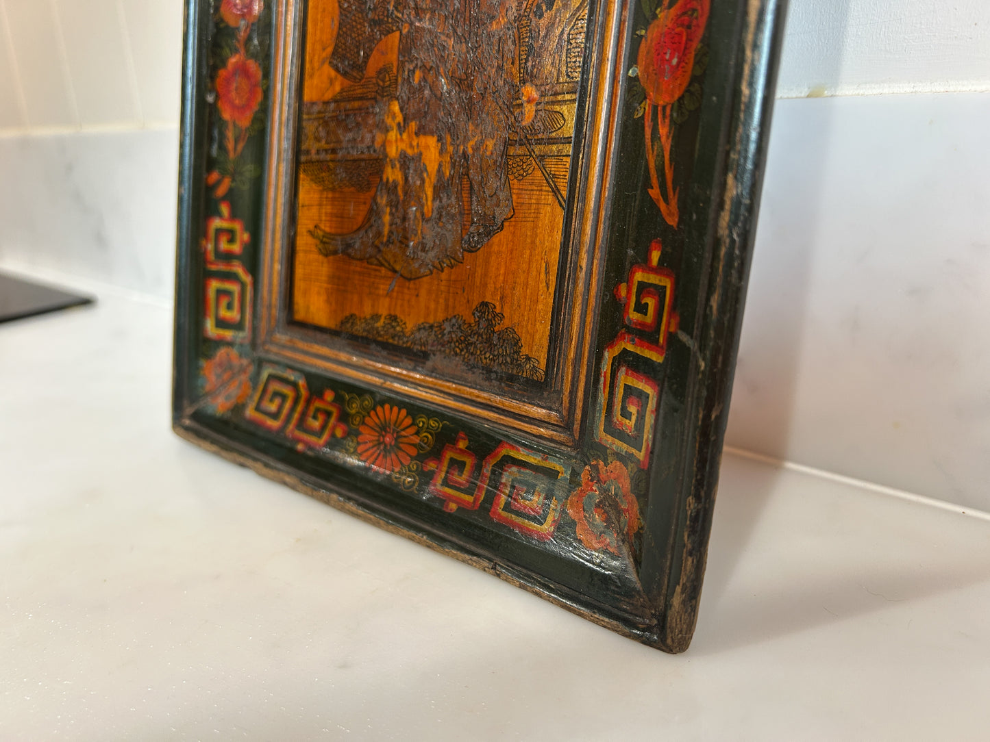 Early 20th Century Antique Vintage Chinese Red Lacquered Rectangle Plate