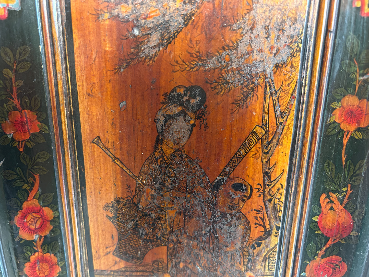 Early 20th Century Antique Vintage Chinese Red Lacquered Rectangle Plate