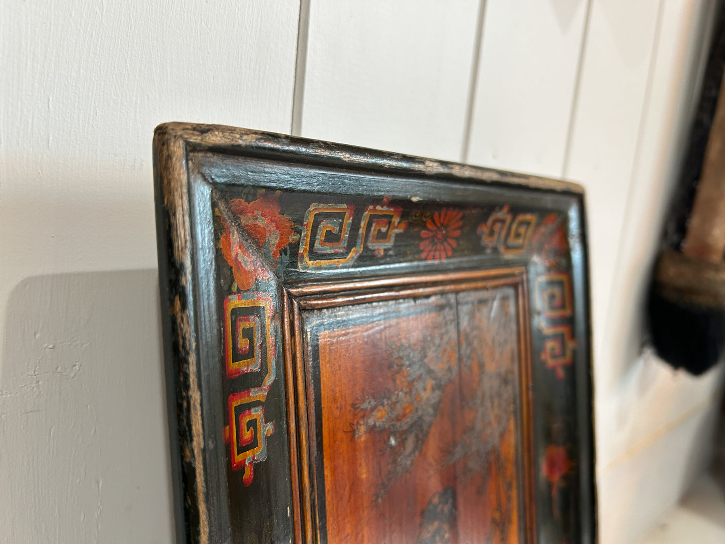 Early 20th Century Antique Vintage Chinese Red Lacquered Rectangle Plate