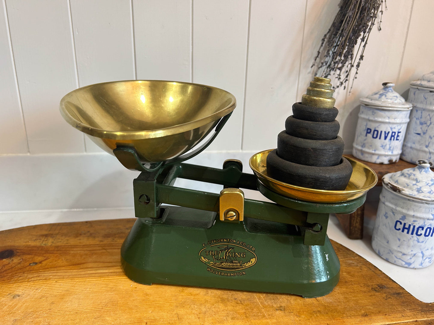 Vintage Kitchen Shop Scales & Weights by FJ Thornton Wolverhampton Brass and Cast