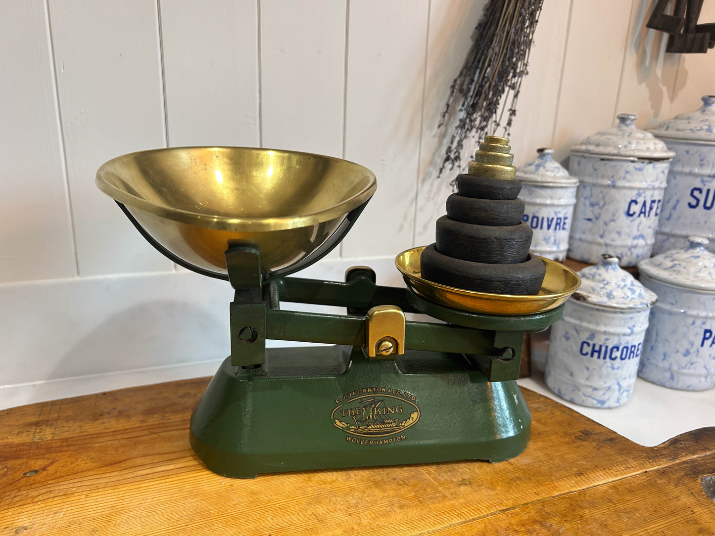 Vintage Kitchen Shop Scales & Weights by FJ Thornton Wolverhampton Brass and Cast