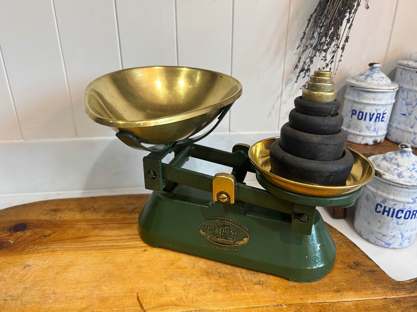 Vintage Kitchen Shop Scales & Weights by FJ Thornton Wolverhampton Brass and Cast