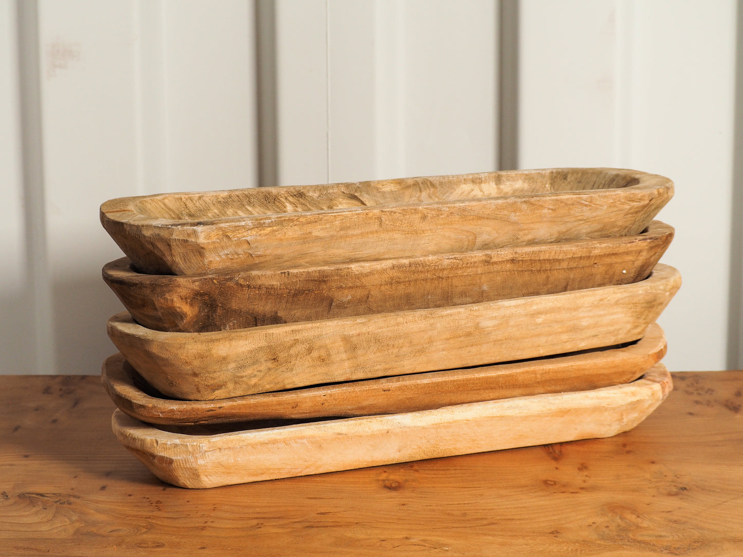 Hand Made Vintage Style Wooden Baguette Board / Dough Bowl / Natural Rustic Wood