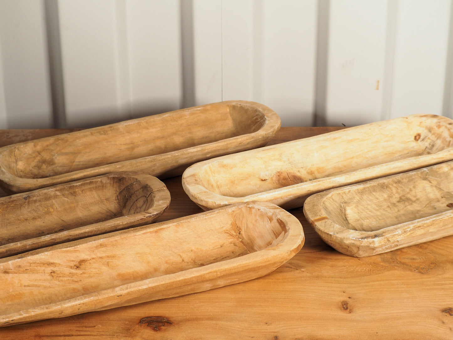 Hand Made Vintage Style Wooden Baguette Board / Dough Bowl / Natural Rustic Wood