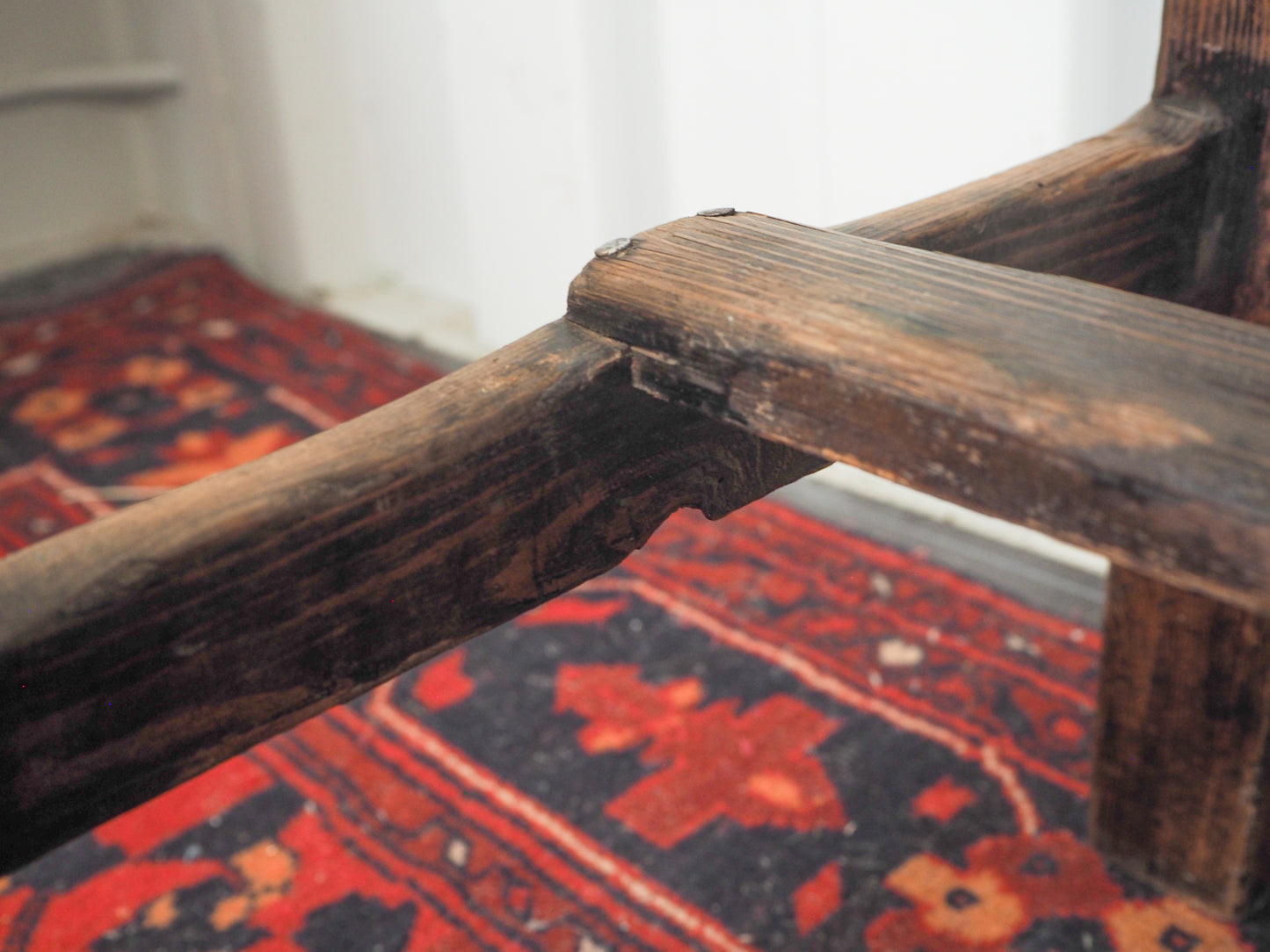 Vintage Antique Original Artists Wooden Stool / Leather Upholstered Seat
