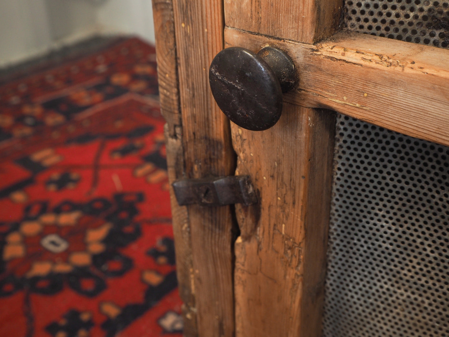 Large Vintage Antique Pine Meat Safe With Latch / Side Table / Storage Cupboard
