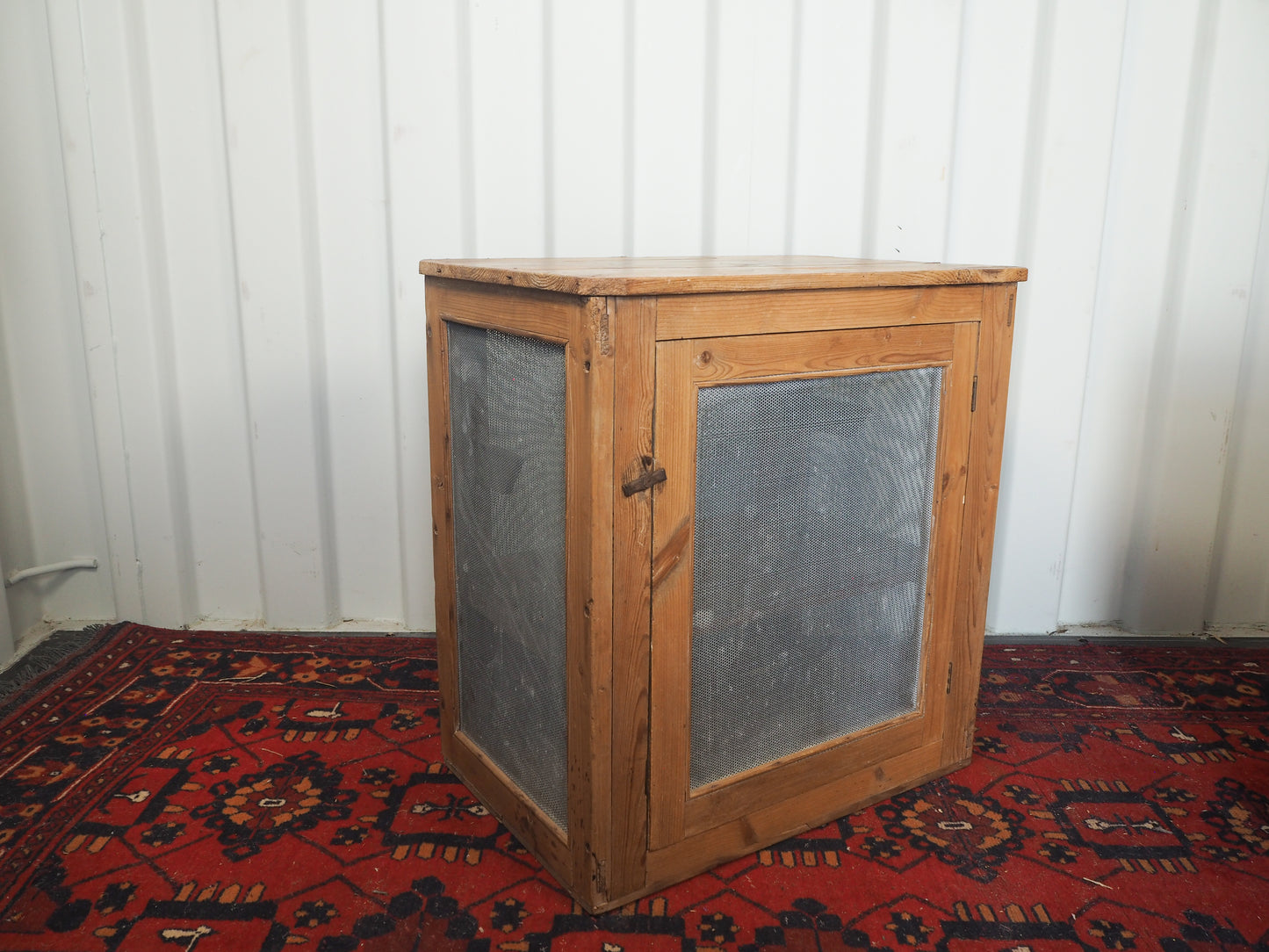 Vintage Antique Pine Meat Safe With Latch / Side Table / Storage Cupboard