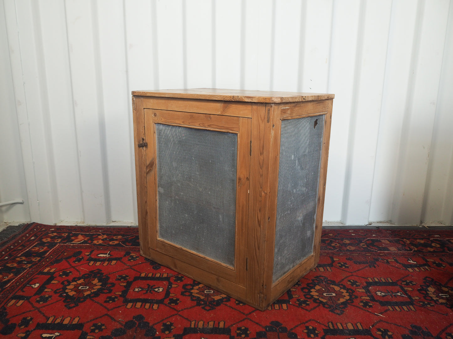 Vintage Antique Pine Meat Safe With Latch / Side Table / Storage Cupboard