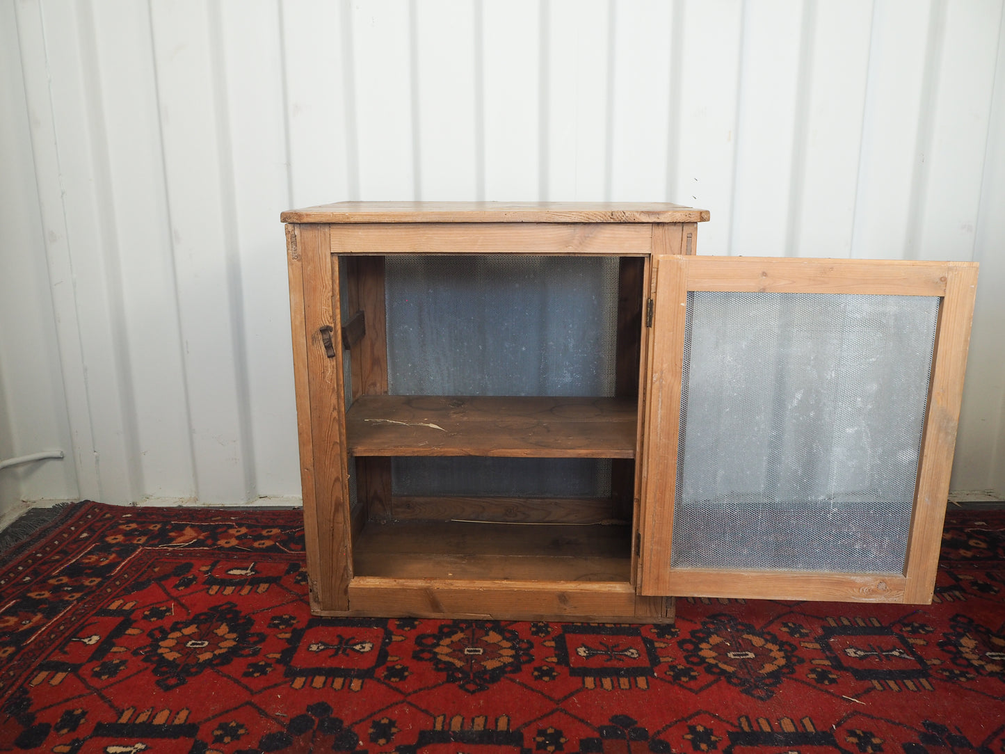 Vintage Antique Pine Meat Safe With Latch / Side Table / Storage Cupboard