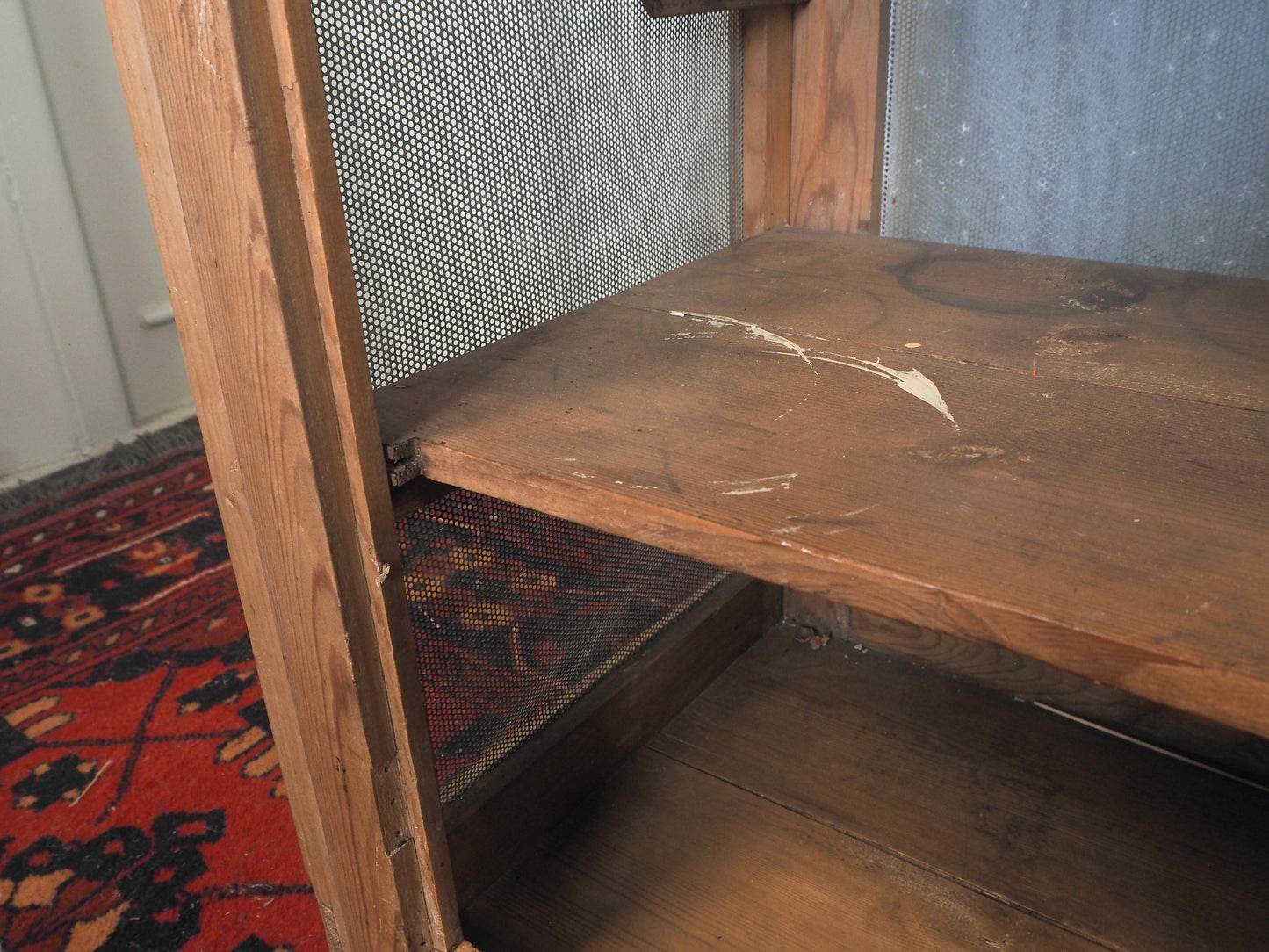 Vintage Antique Pine Meat Safe With Latch / Side Table / Storage Cupboard