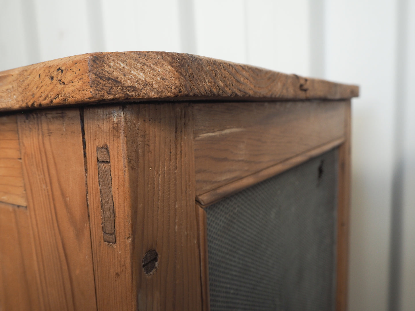 Vintage Antique Pine Meat Safe With Latch / Side Table / Storage Cupboard