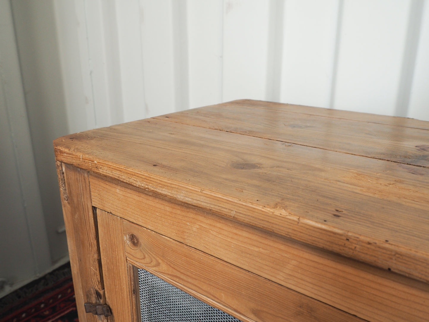 Vintage Antique Pine Meat Safe With Latch / Side Table / Storage Cupboard
