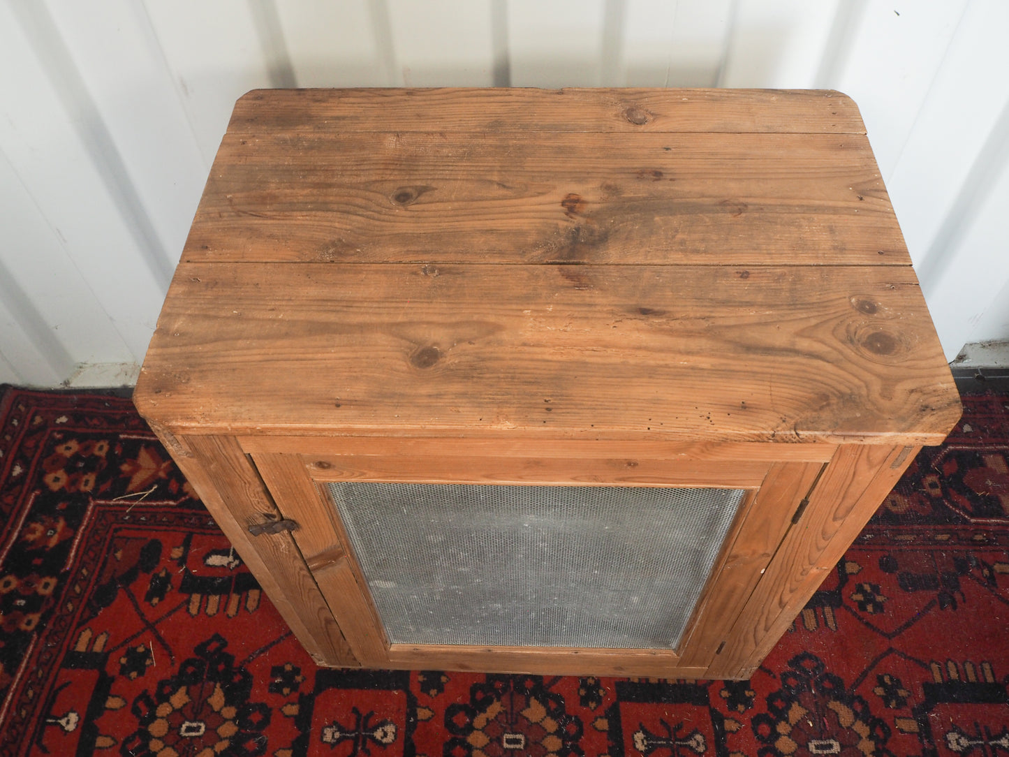 Vintage Antique Pine Meat Safe With Latch / Side Table / Storage Cupboard