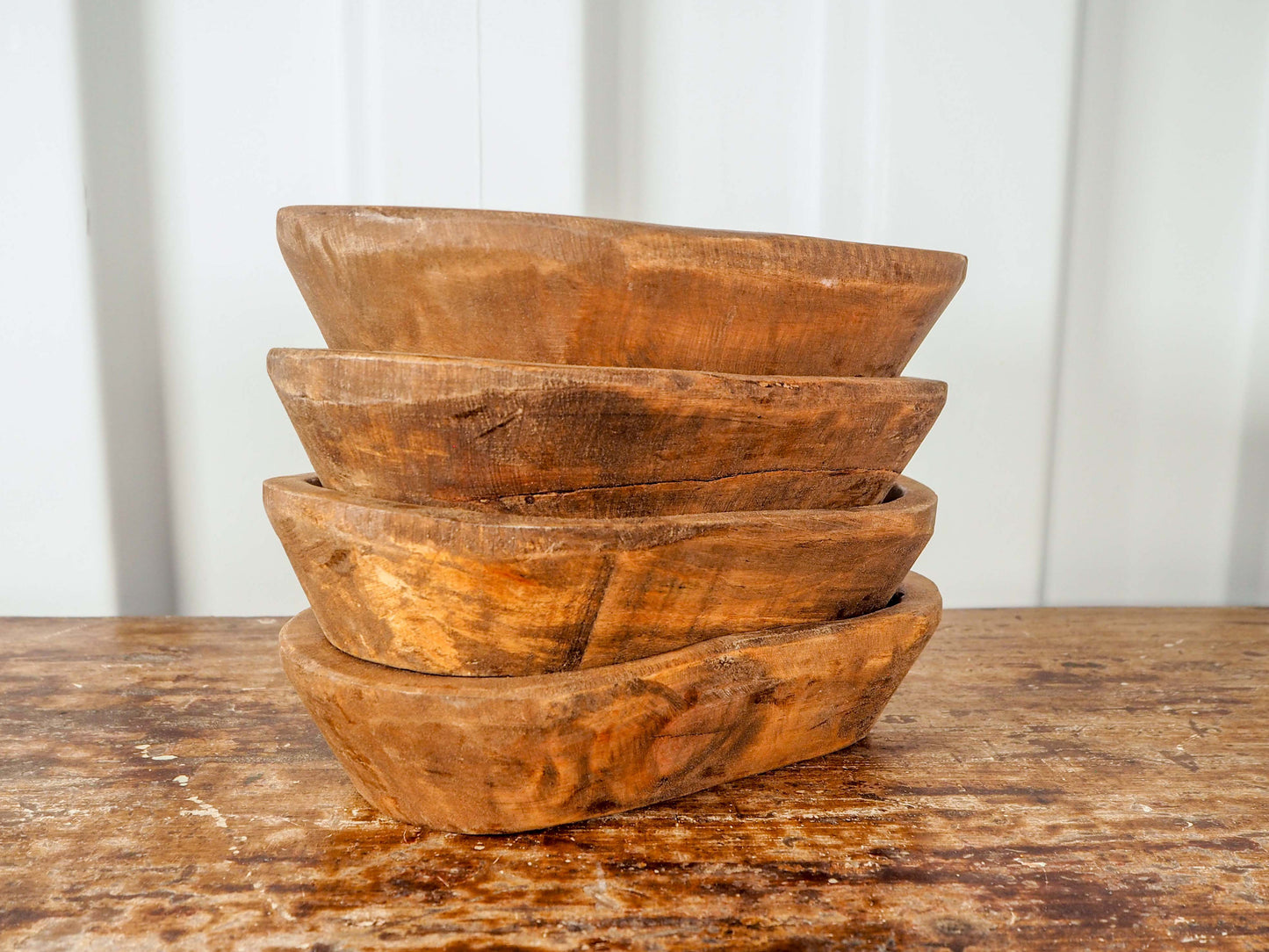 Vintage Style Wooden Decorative Dough Bowl / Waxed Wood
