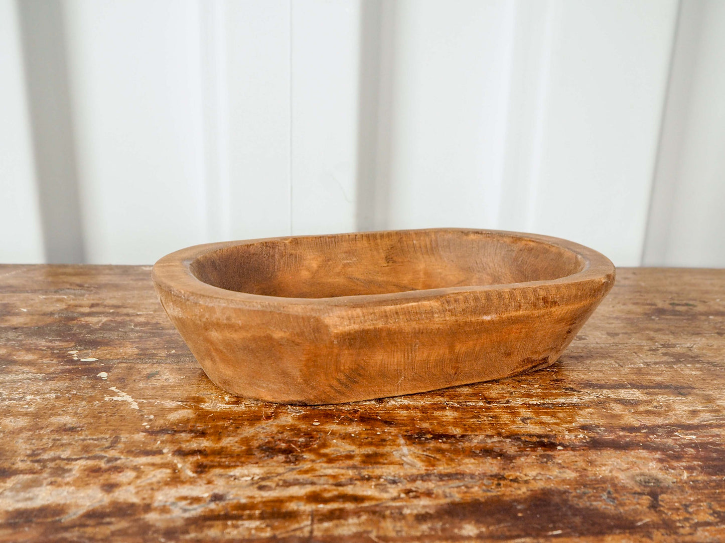 Vintage Style Wooden Decorative Dough Bowl / Waxed Wood