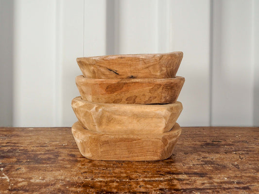 Small Vintage Style Wooden Rustic Decorative Dough Bowl