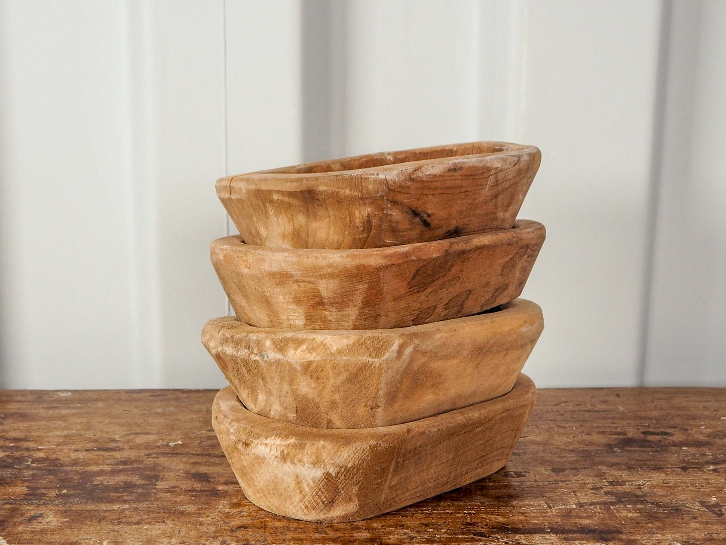Small Vintage Style Wooden Rustic Decorative Dough Bowl