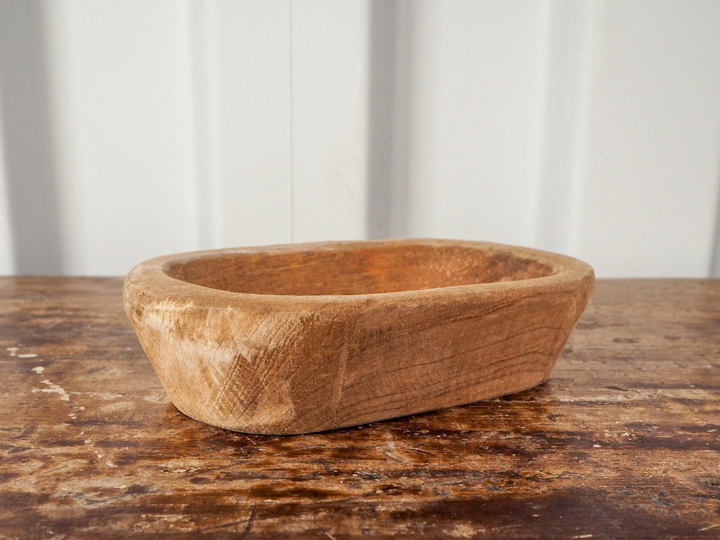 Small Vintage Style Wooden Rustic Decorative Dough Bowl