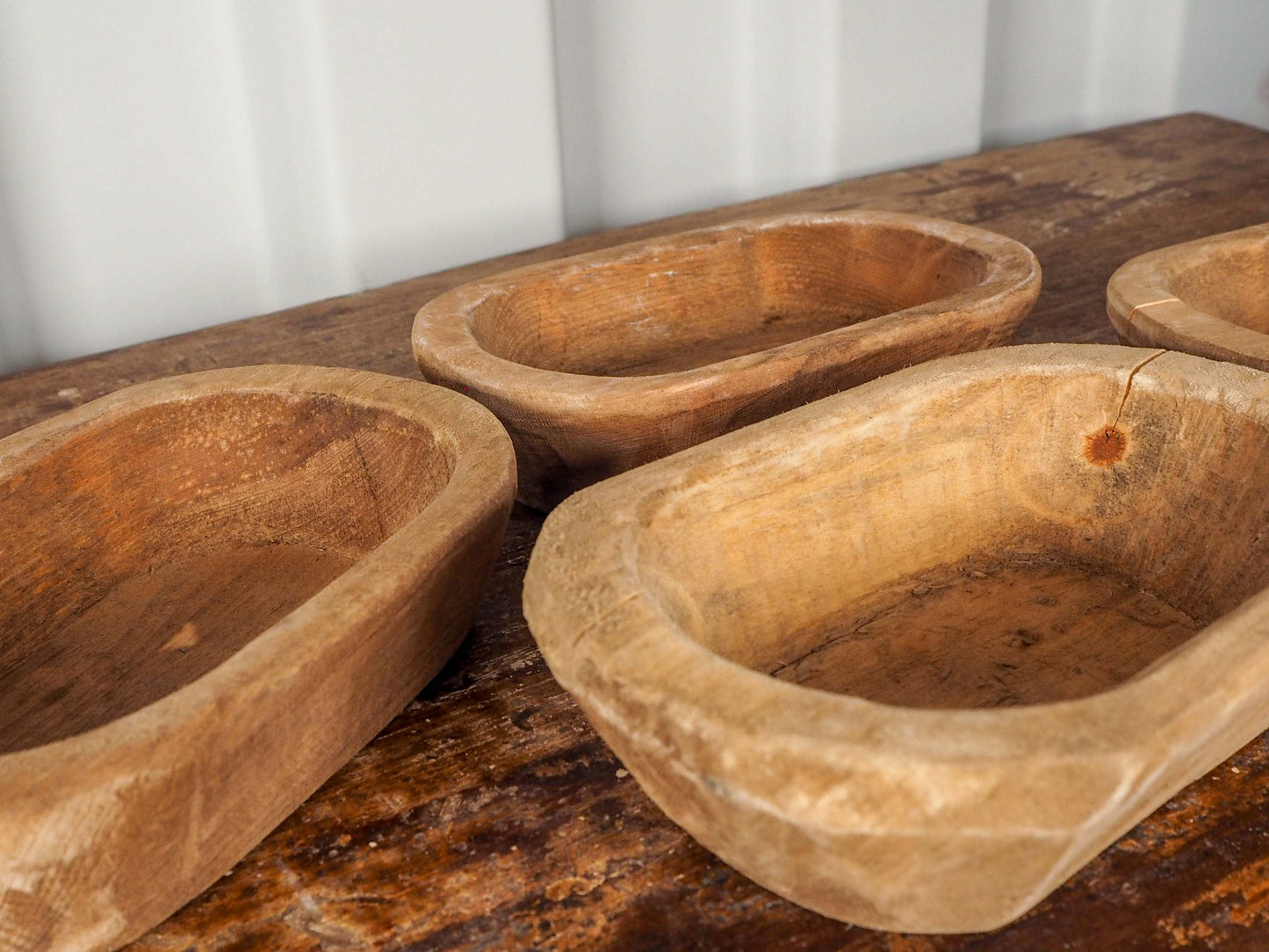 Small Vintage Style Wooden Rustic Decorative Dough Bowl