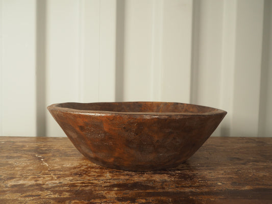 Vintage Antique Indian Hand Carved Hardwood Large Decorative Bowl / Fruit Bowl