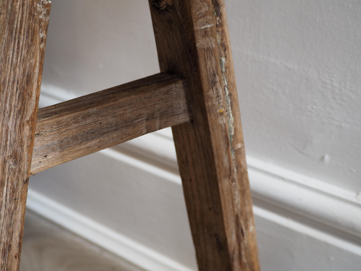 Vintage Antique Large Long Elm Rustic Wooden Bench / Stool