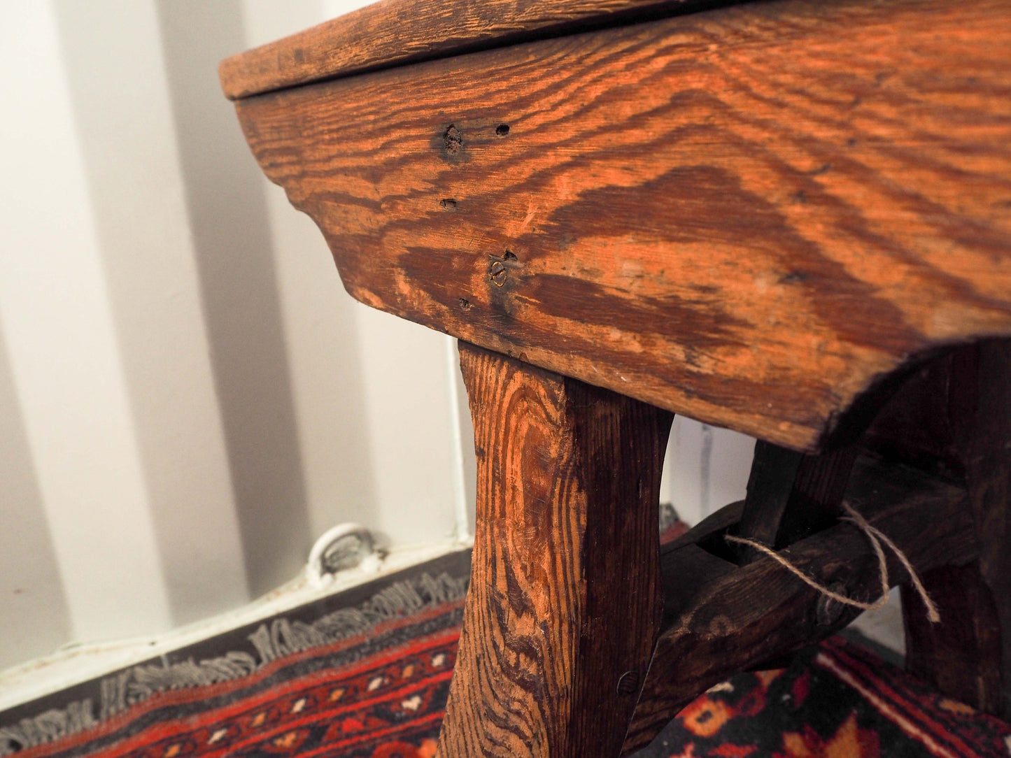 Antique 19th Century Original Pine Railway Bench Reversible Backrest