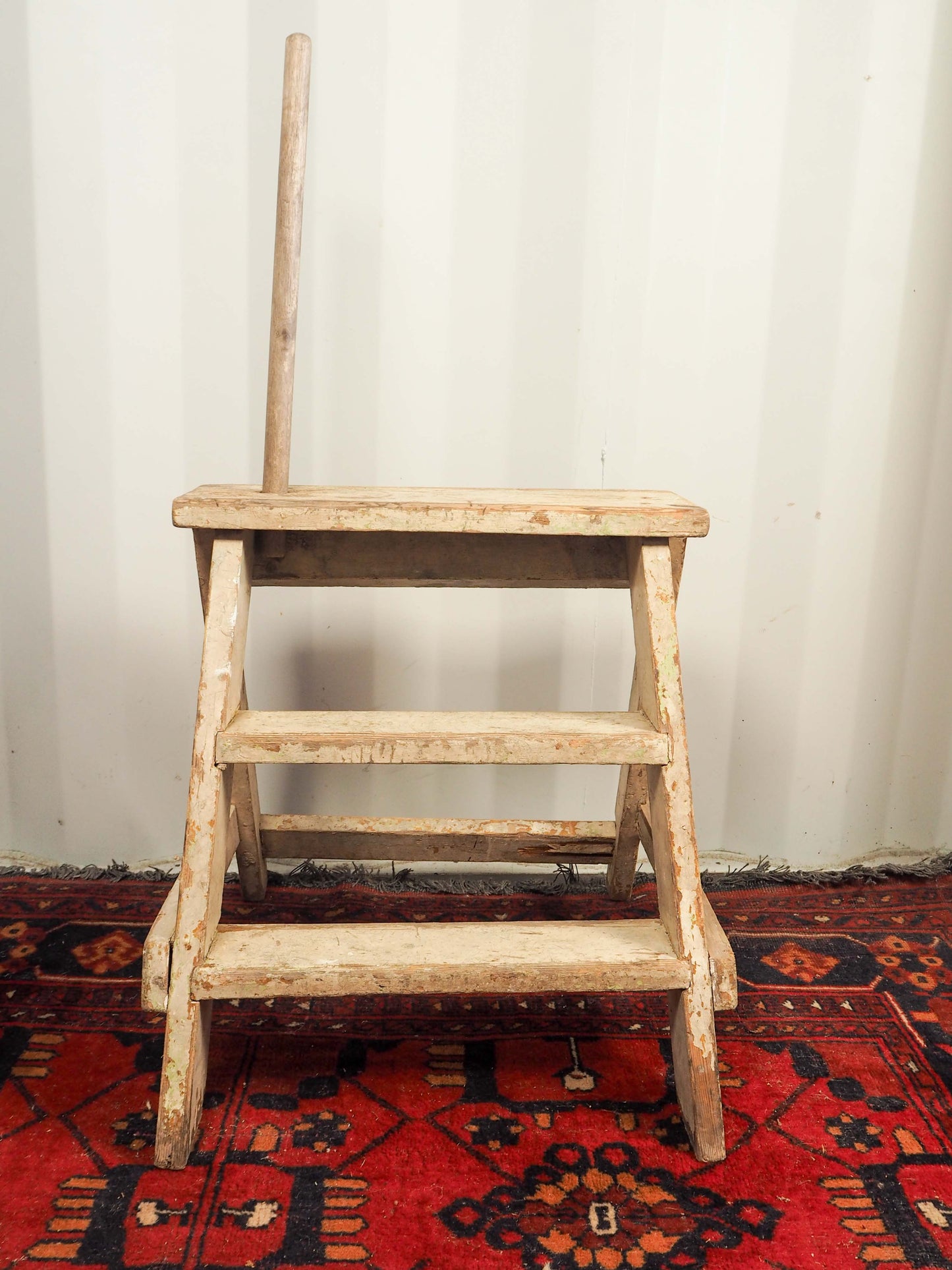 Vintage Antique Wooden Rustic French Pantry Painted Step / Stepladder