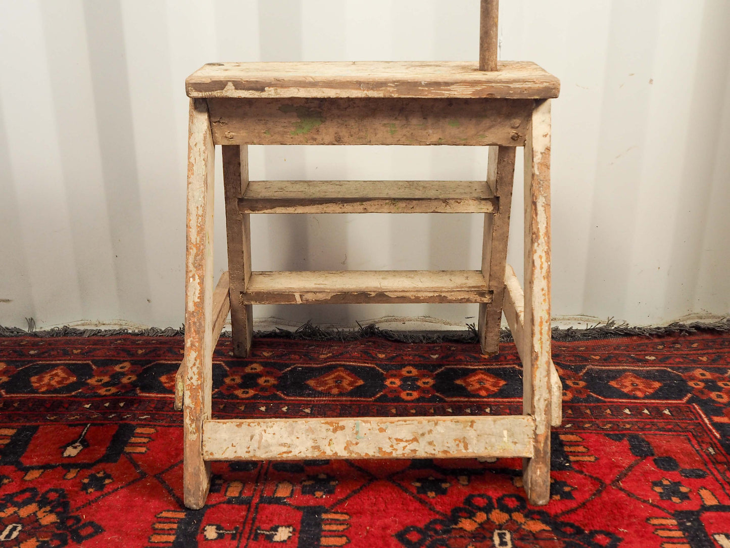 Vintage Antique Wooden Rustic French Pantry Painted Step / Stepladder