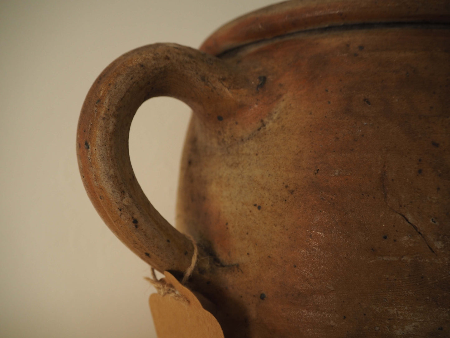 Vintage Antique Rustic French Handmade Confit Pot With Handle / Kitchen Storage Jar