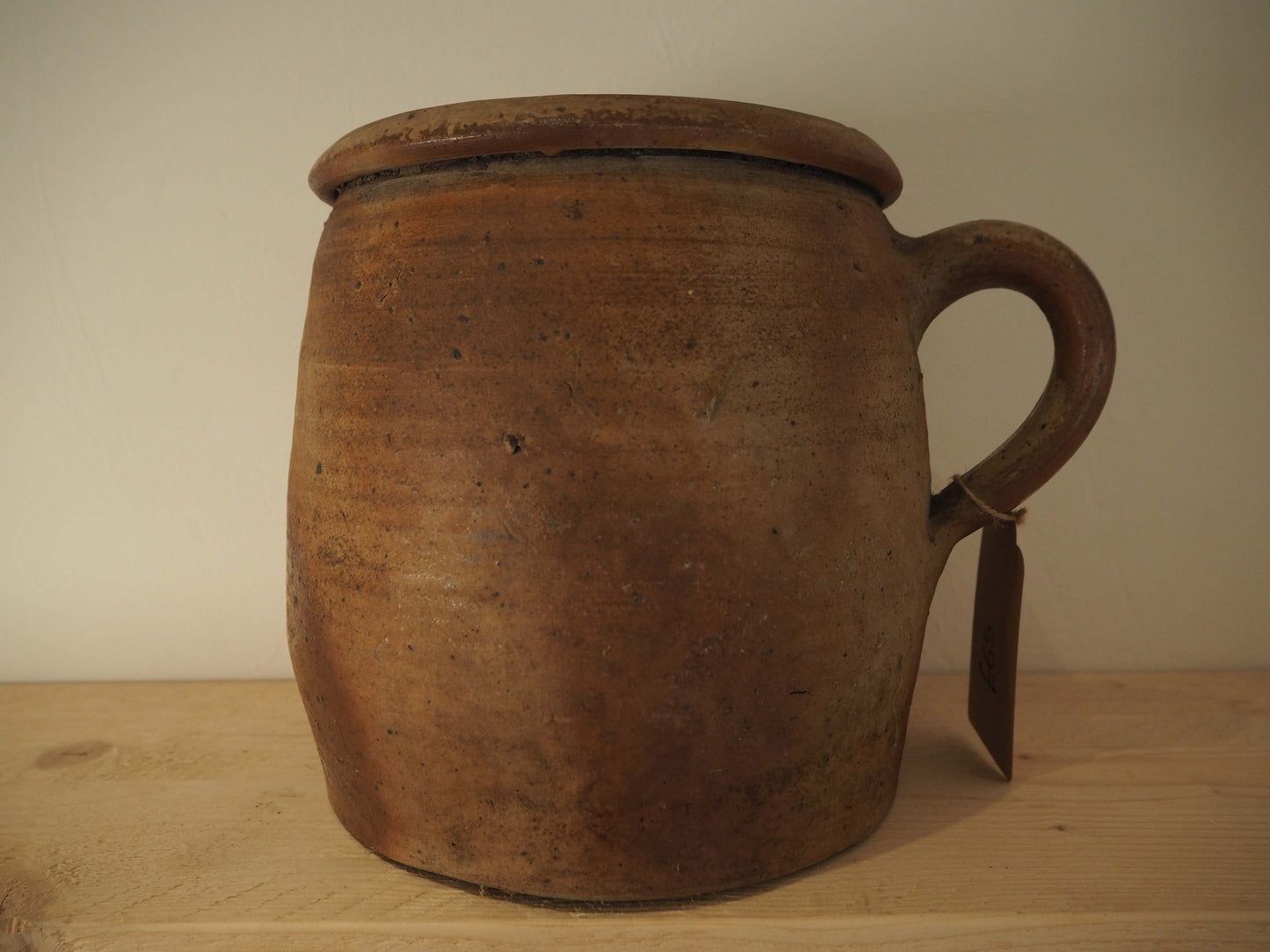 Vintage Antique Rustic French Handmade Confit Pot With Handle / Kitchen Storage Jar