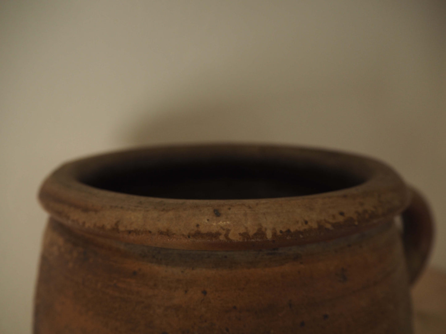 Vintage Antique Rustic French Handmade Confit Pot With Handle / Kitchen Storage Jar