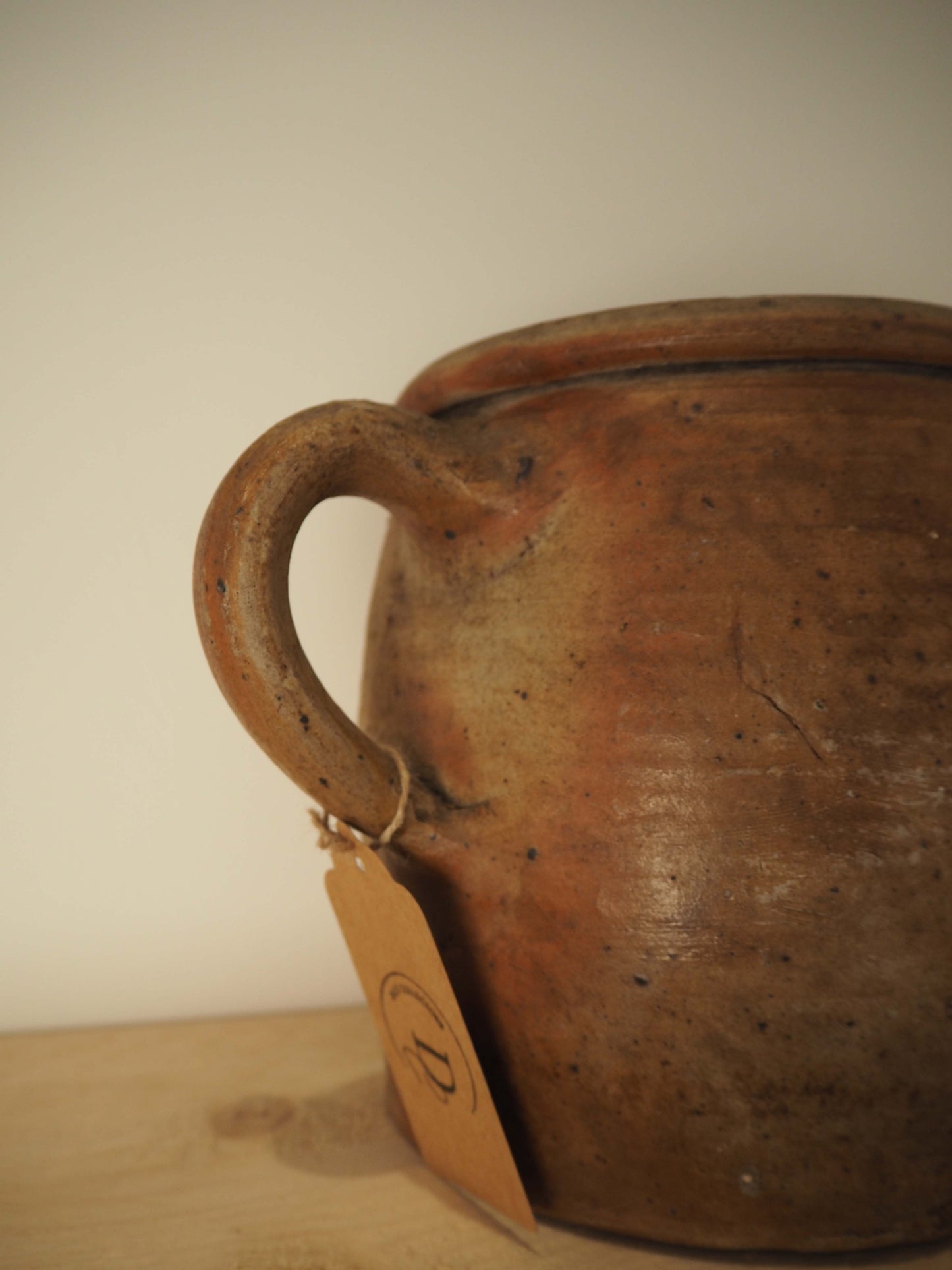 Vintage Antique Rustic French Handmade Confit Pot With Handle / Kitchen Storage Jar