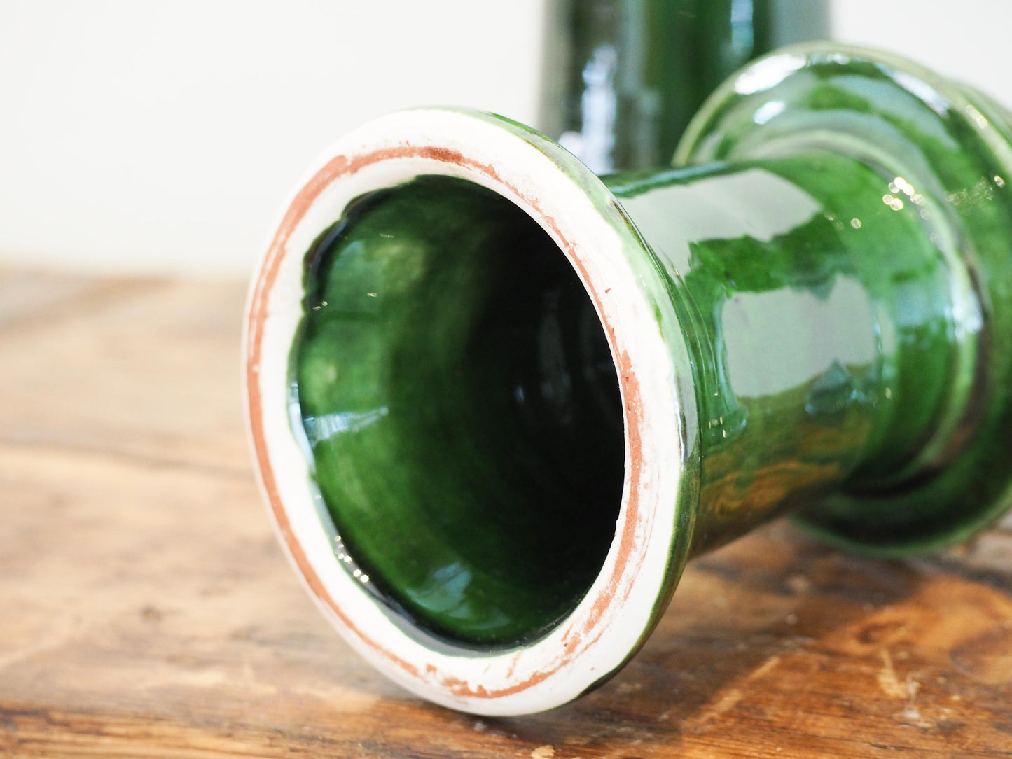 Handmade Moroccan Green Glazed Tazekka Candlestick / Decorative Candle Holder (Small - Sold Individually)