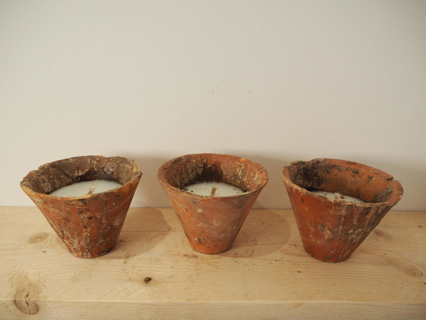 Vintage Antique French Terracotta Pine Resin Collection Pot Candles (Sold Individually)