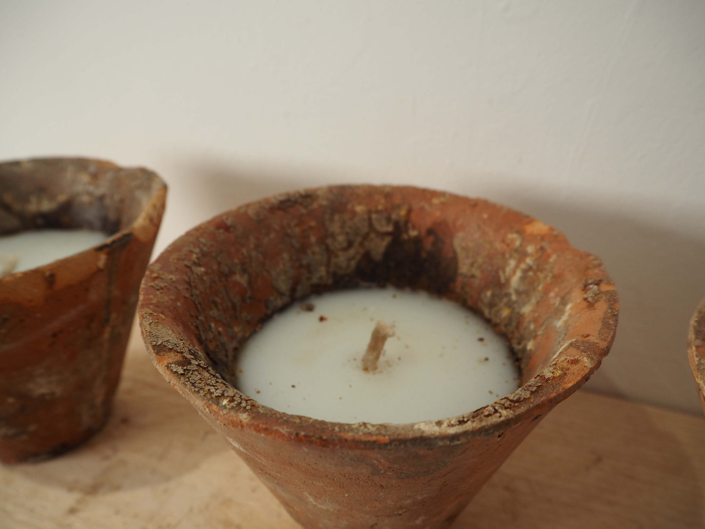 Vintage Antique French Terracotta Pine Resin Collection Pot Candles (Sold Individually)