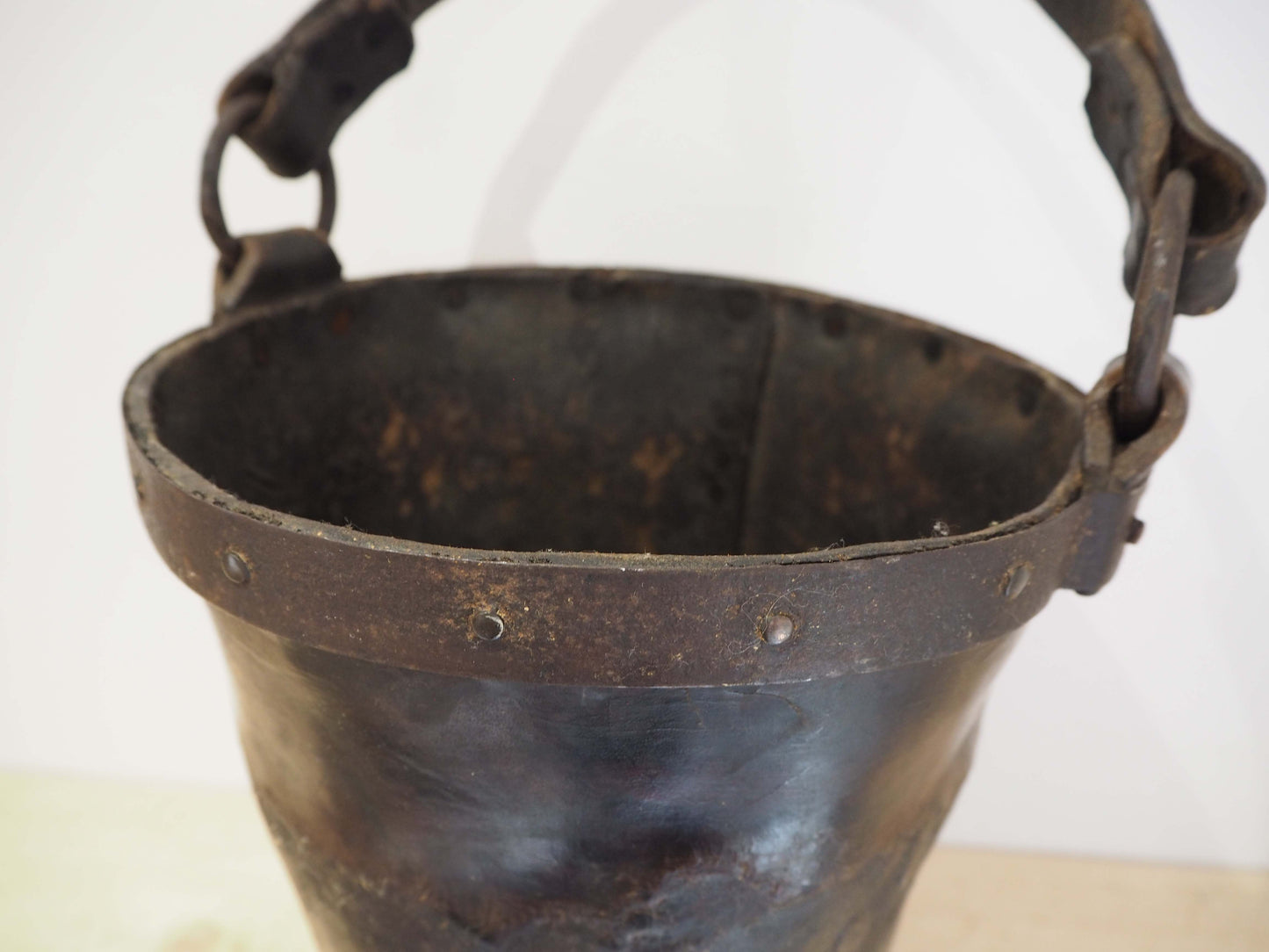 Antique Victorian Leather Fire Bucket / Fireplace Storage