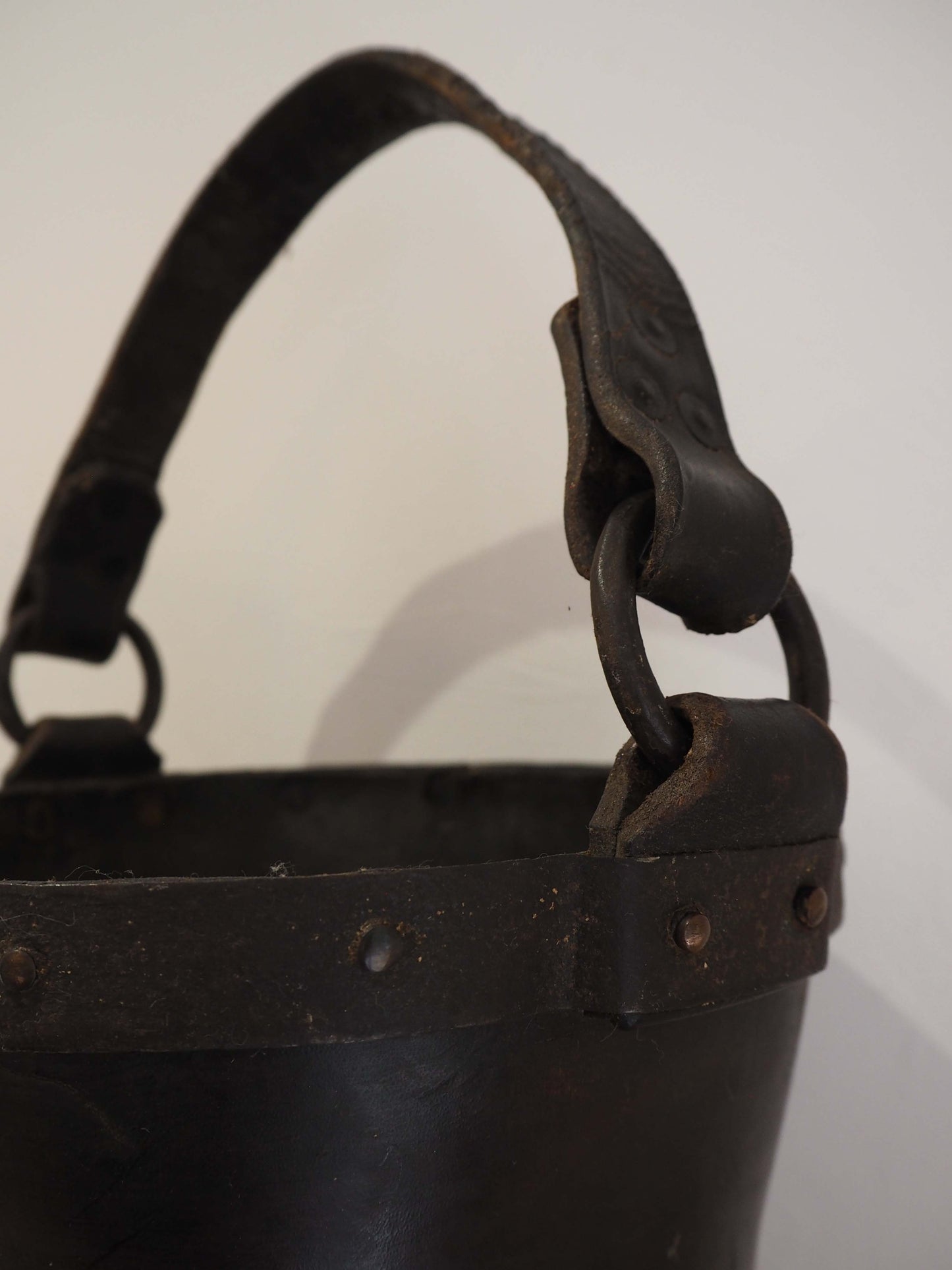 Antique Victorian Leather Fire Bucket / Fireplace Storage