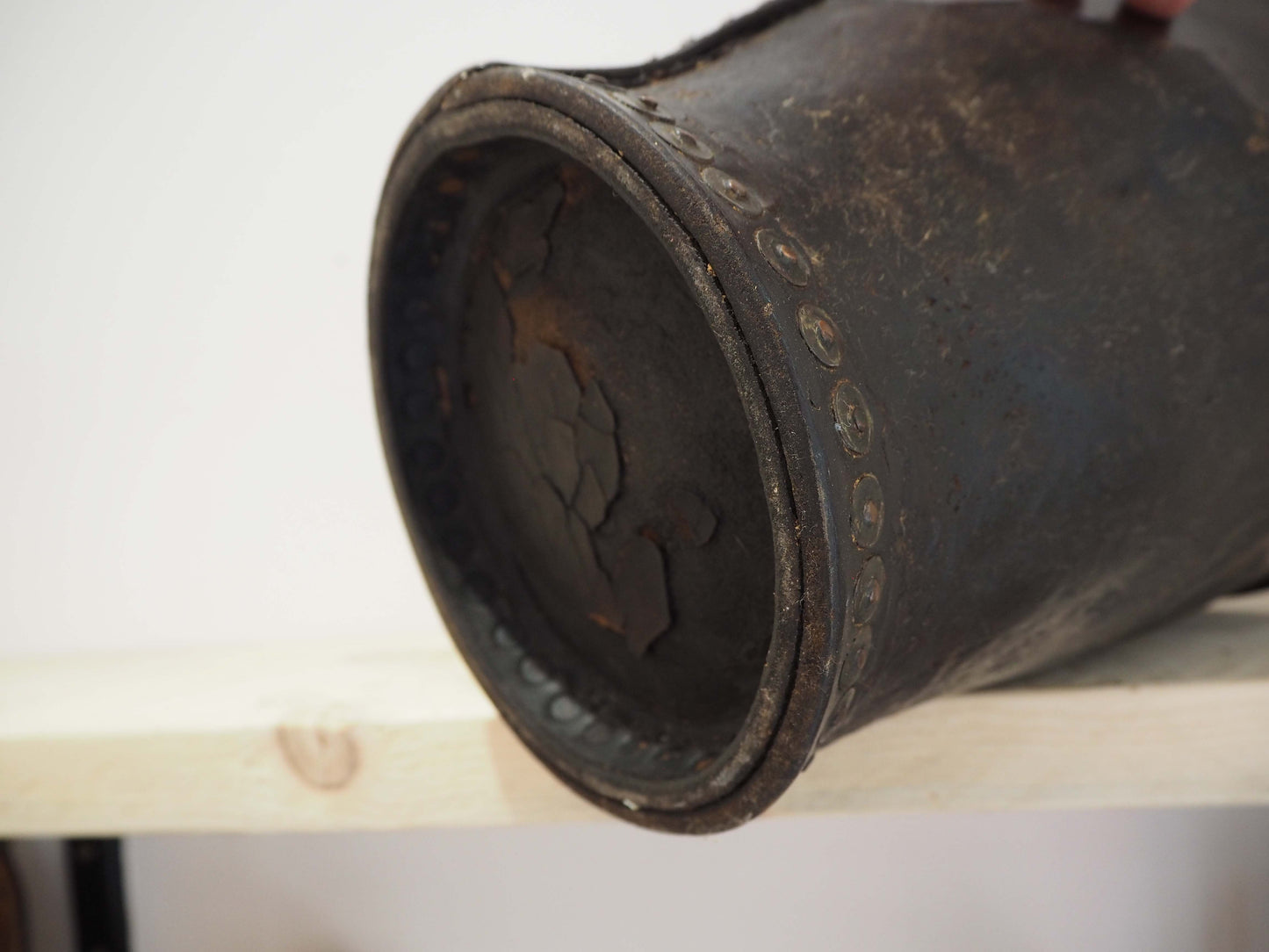 Antique Victorian Leather Fire Bucket / Fireplace Storage