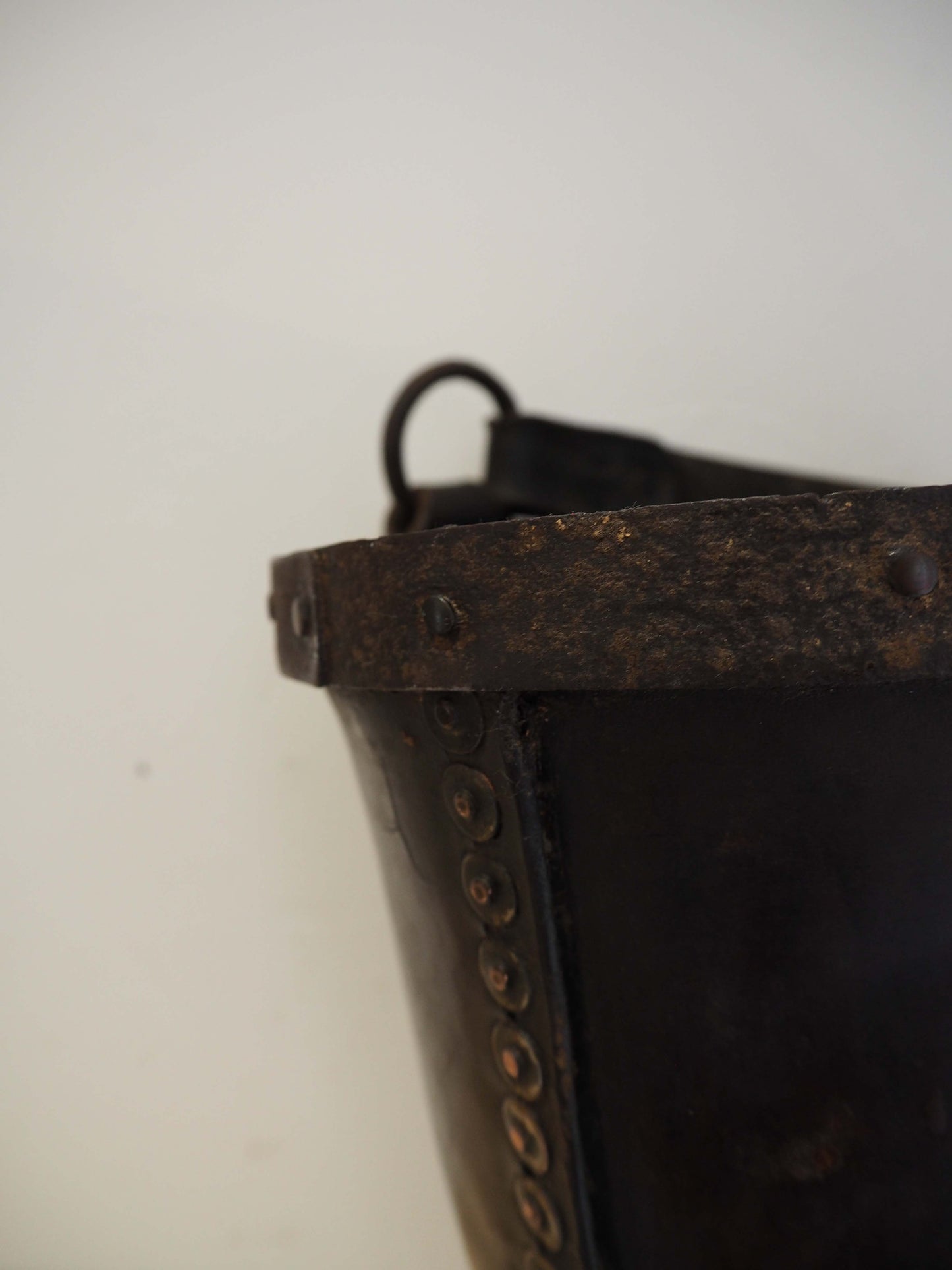 Antique Victorian Leather Fire Bucket / Fireplace Storage