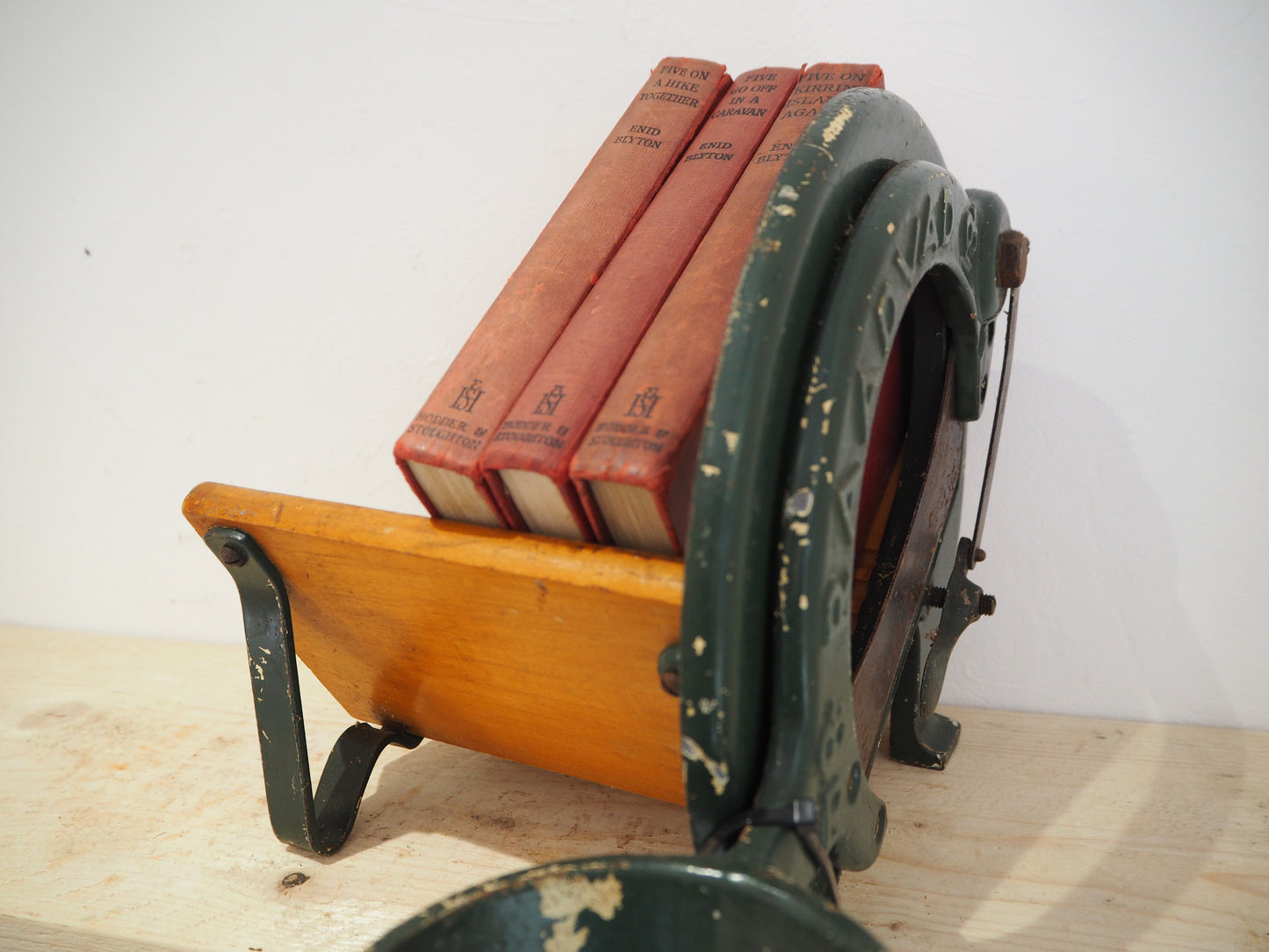 Antique Vintage Royal Raadvad Bread Slicer / Cutter - Green Danish Breadcutter / Book Holder