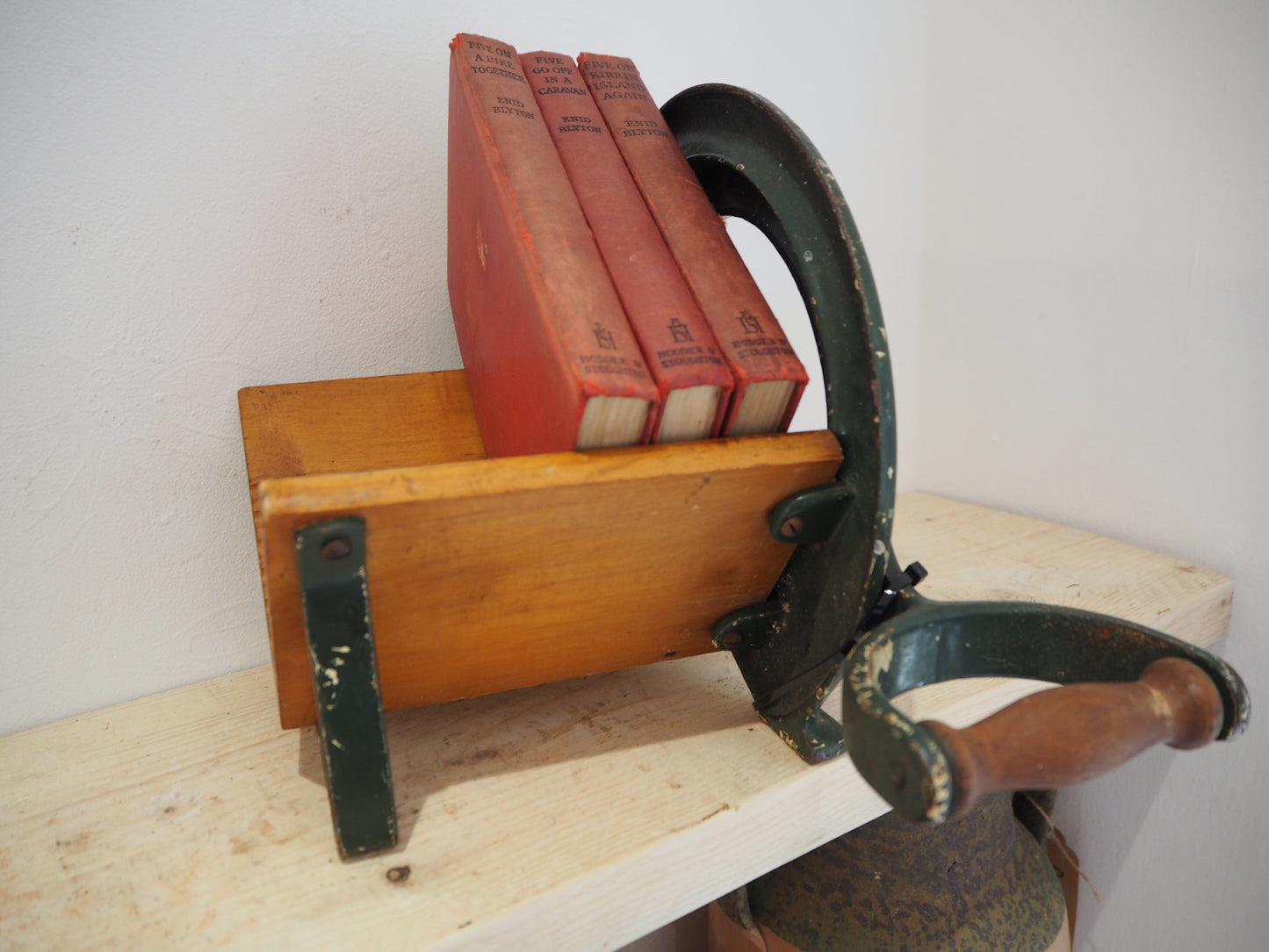 Antique Vintage Royal Raadvad Bread Slicer / Cutter - Green Danish Breadcutter / Book Holder